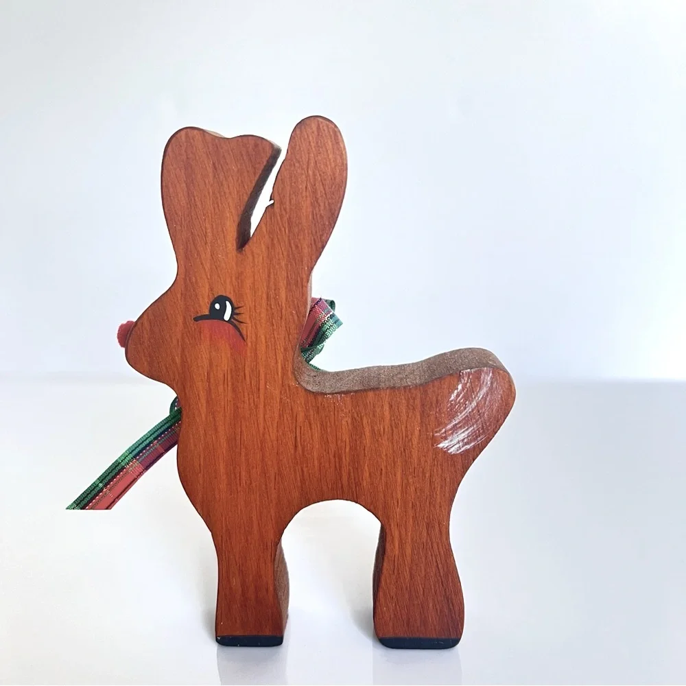Festive Red/Green/White/Gold Napkin Rings, Bear Bell, White Angel & Wood Rudolph